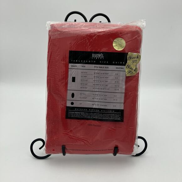 NOS Bardwil Linens Satin Splendor Soil Release Tablecloth 60x140” Oblong Red - Picture 3 of 4